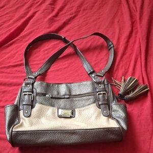 Rosetti Two-Tone Shoulder Bag in Cream and Brown